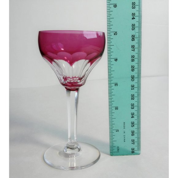 Vintage Val St Lambert Crystal Sherry Glass Cranberry Red small wine Mid Century - Picture 5 of 5
